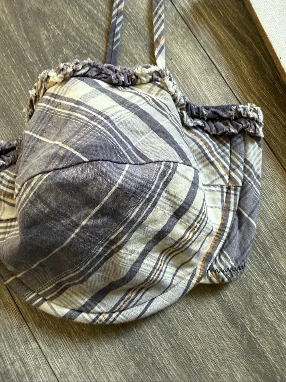 J Crew 100% Cotton Plaid Underwire Balconette Bra in Blue and Cream. Size 14